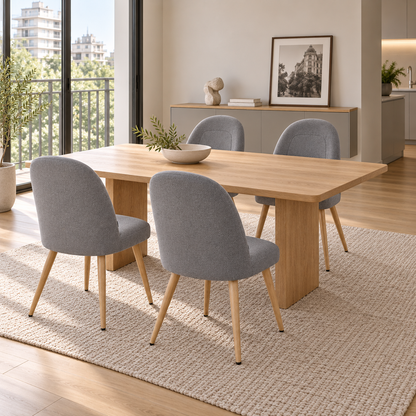 Silla Lara Gris Oscuro Base Natural