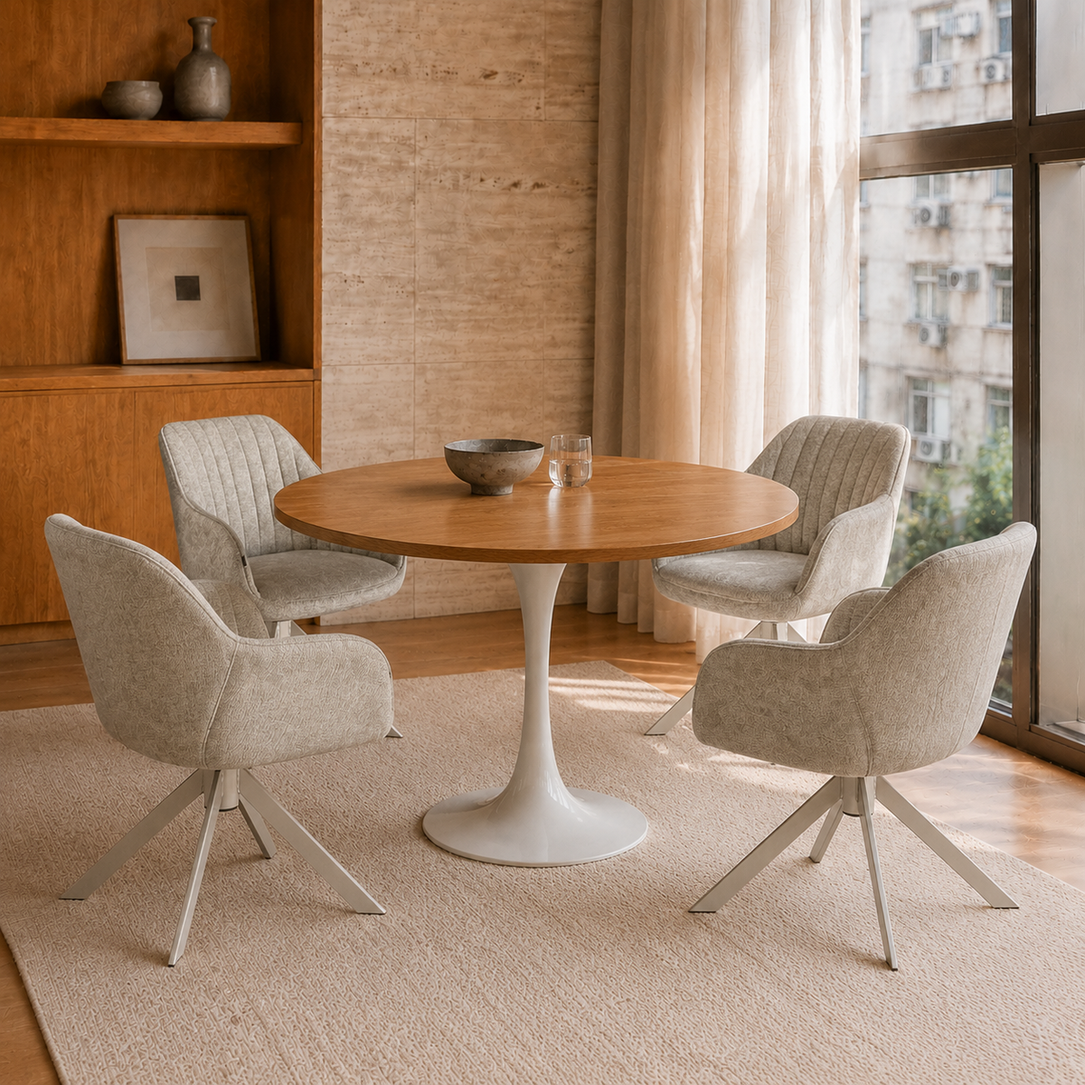 Sillón Abades Gris Claro Base Capuccino