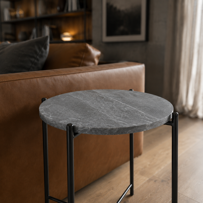 Mesa de Arrime Marmol Italiano Base Negra