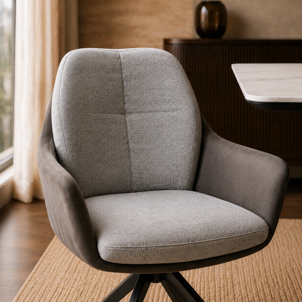Silla Nature Gris Oscuro Base Negra