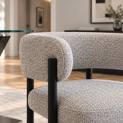 Silla Carly Chenille Gris Base Negra