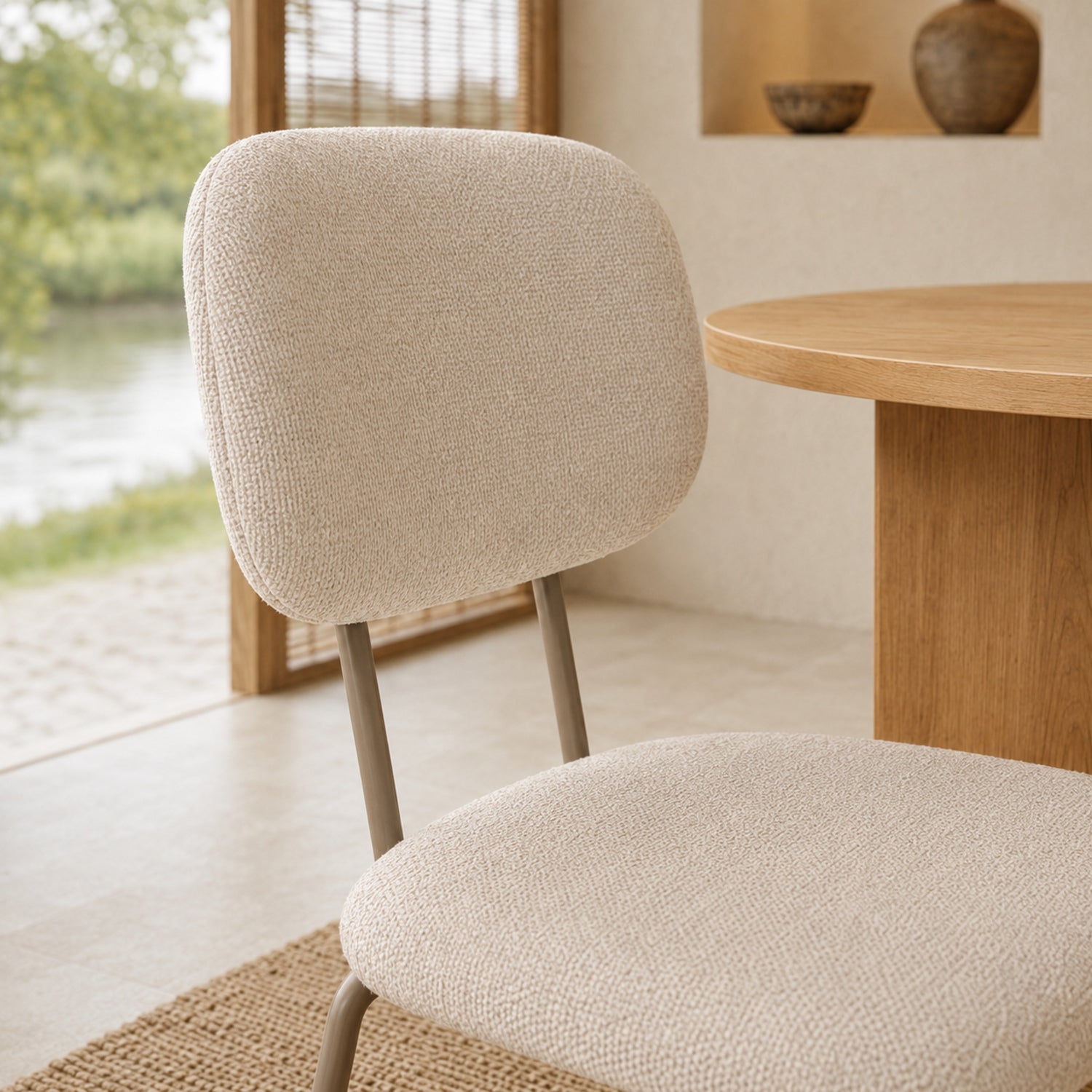 Silla Denver Chenille Beige Base Capuccino