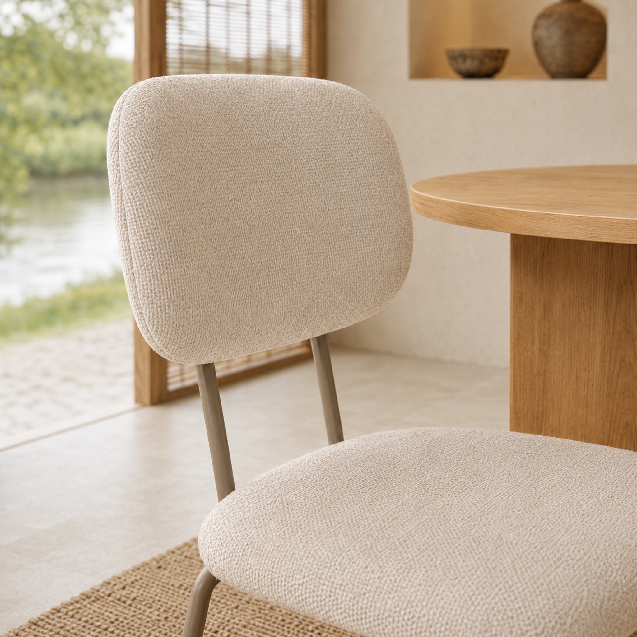 Silla Denver Chenille Beige Base Capuccino