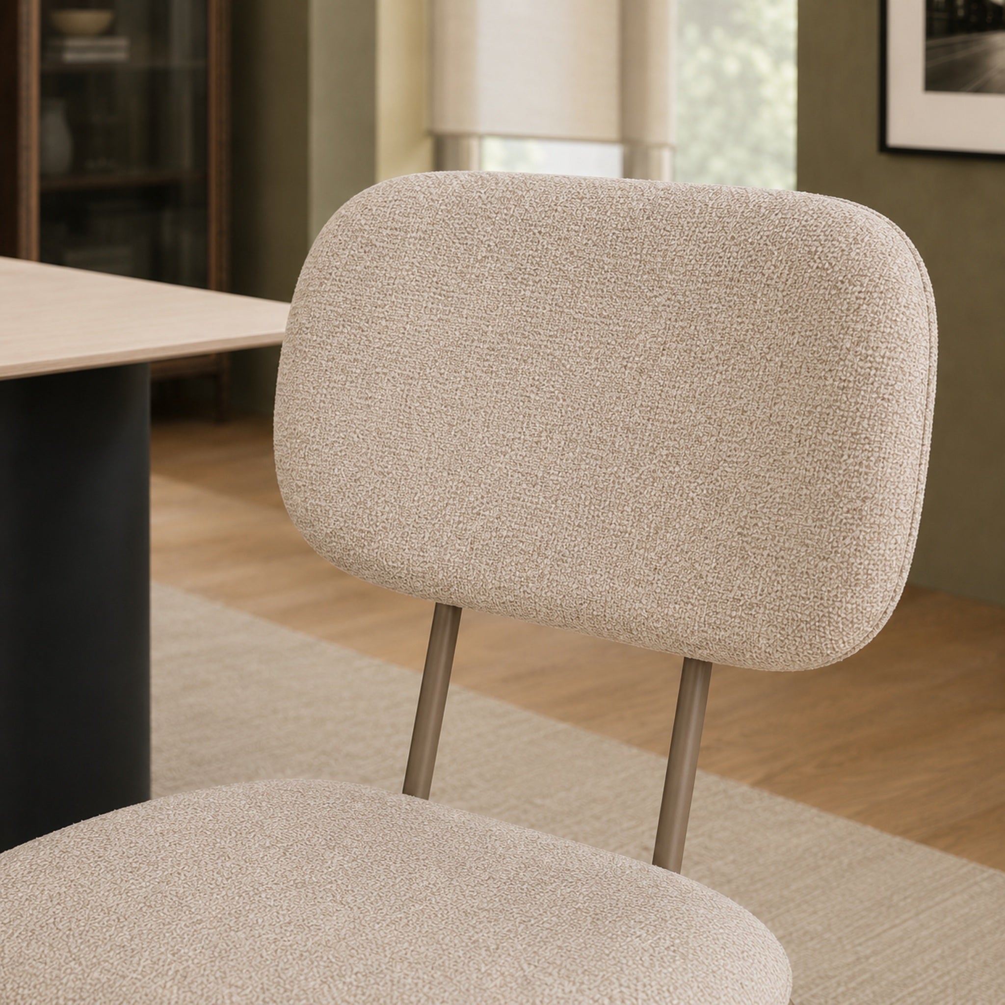 Silla Denver Chenille Taupe Base Capuccino
