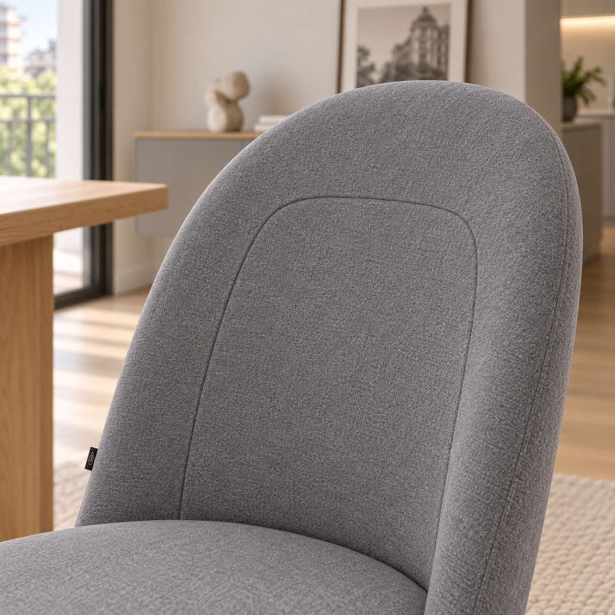 Silla Lara Gris Oscuro Base Natural