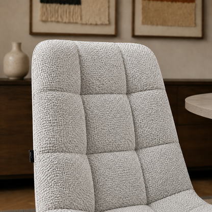 Silla Victoria Chenille Gris Claro Base Negra
