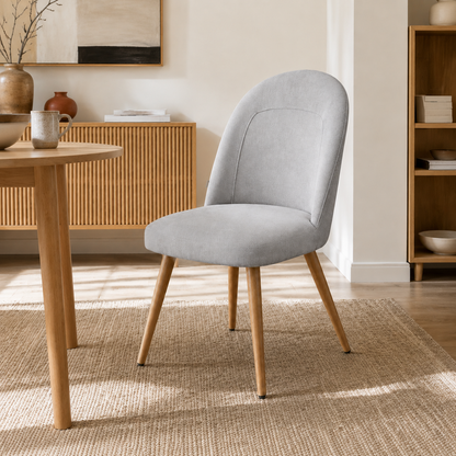 Silla Lara Gris Claro Base Natural