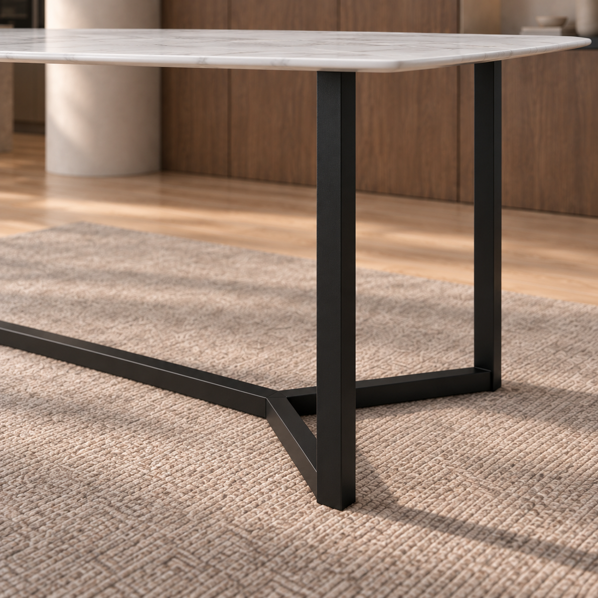 Mesa Luke Marmol Blanco Base Negra