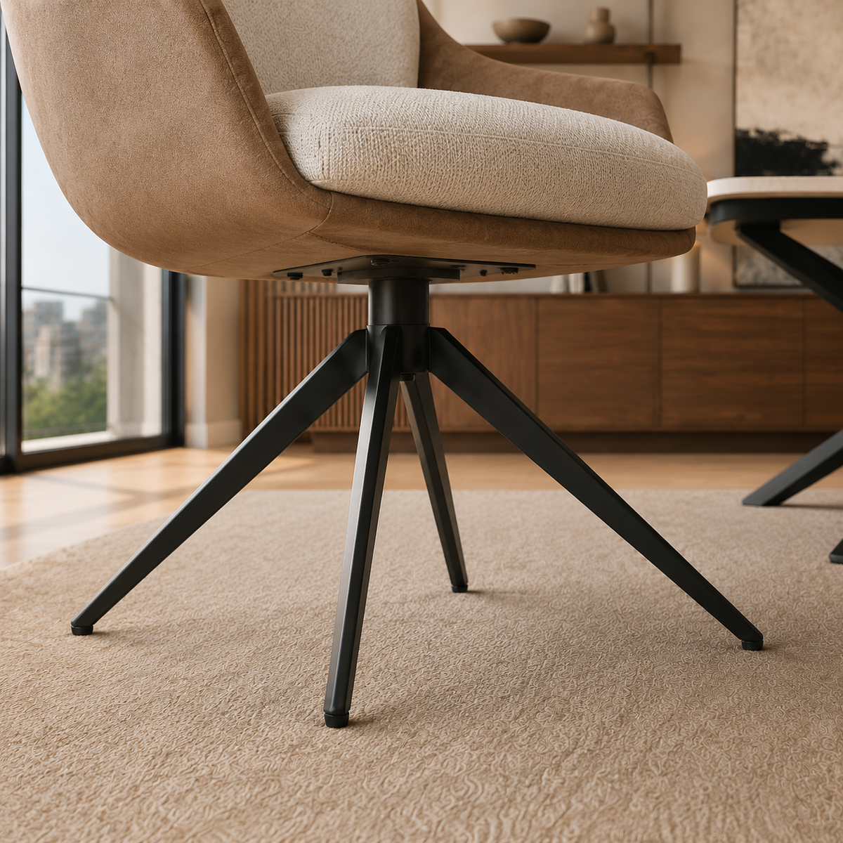 Silla Nature Beige Base Negra