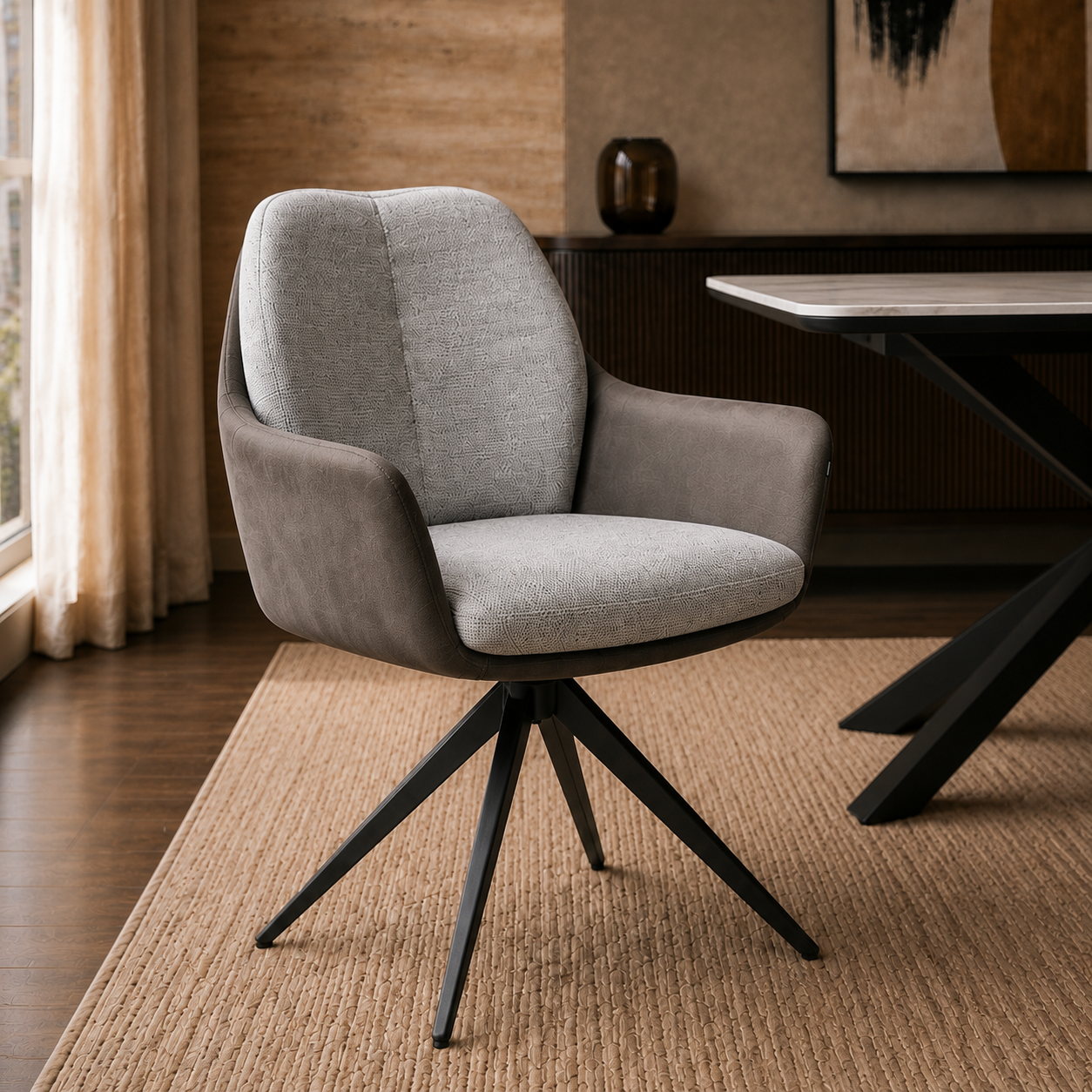 Silla Nature Gris Oscuro Base Negra