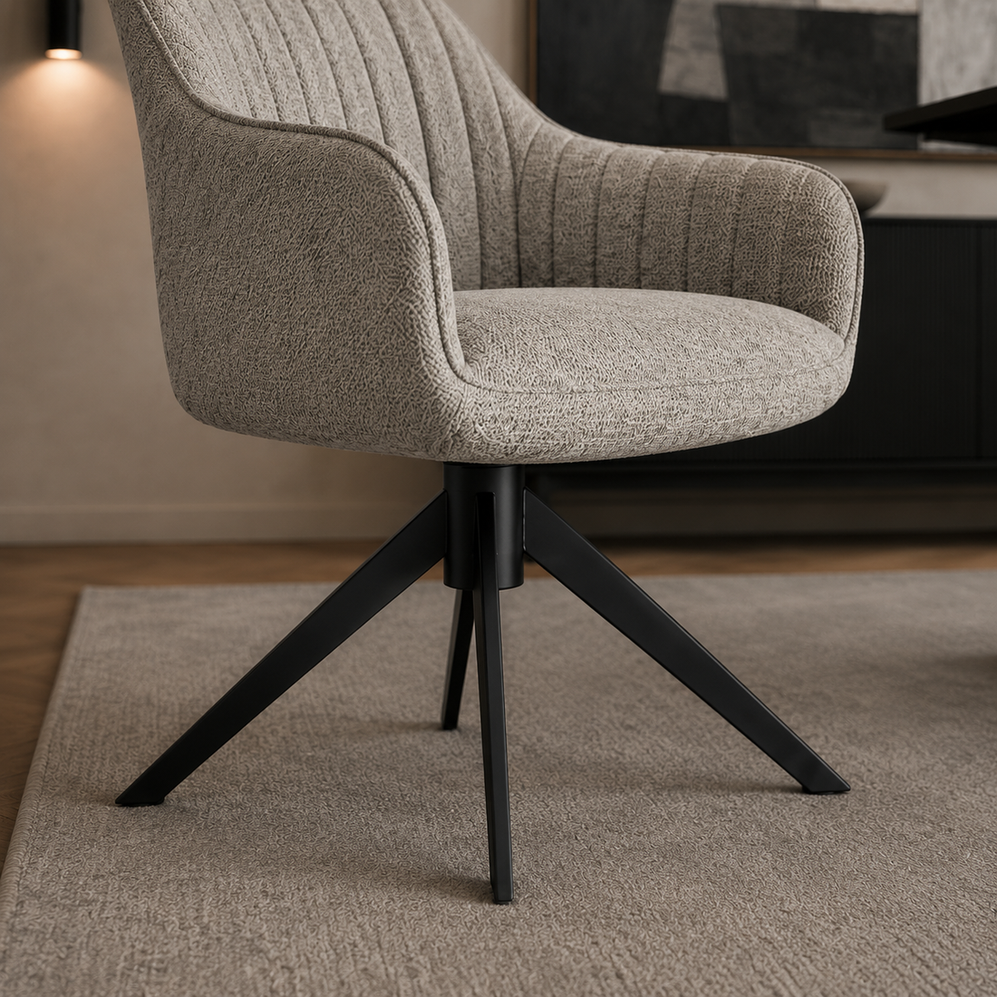Sillón Abades Gris Claro Base Negra