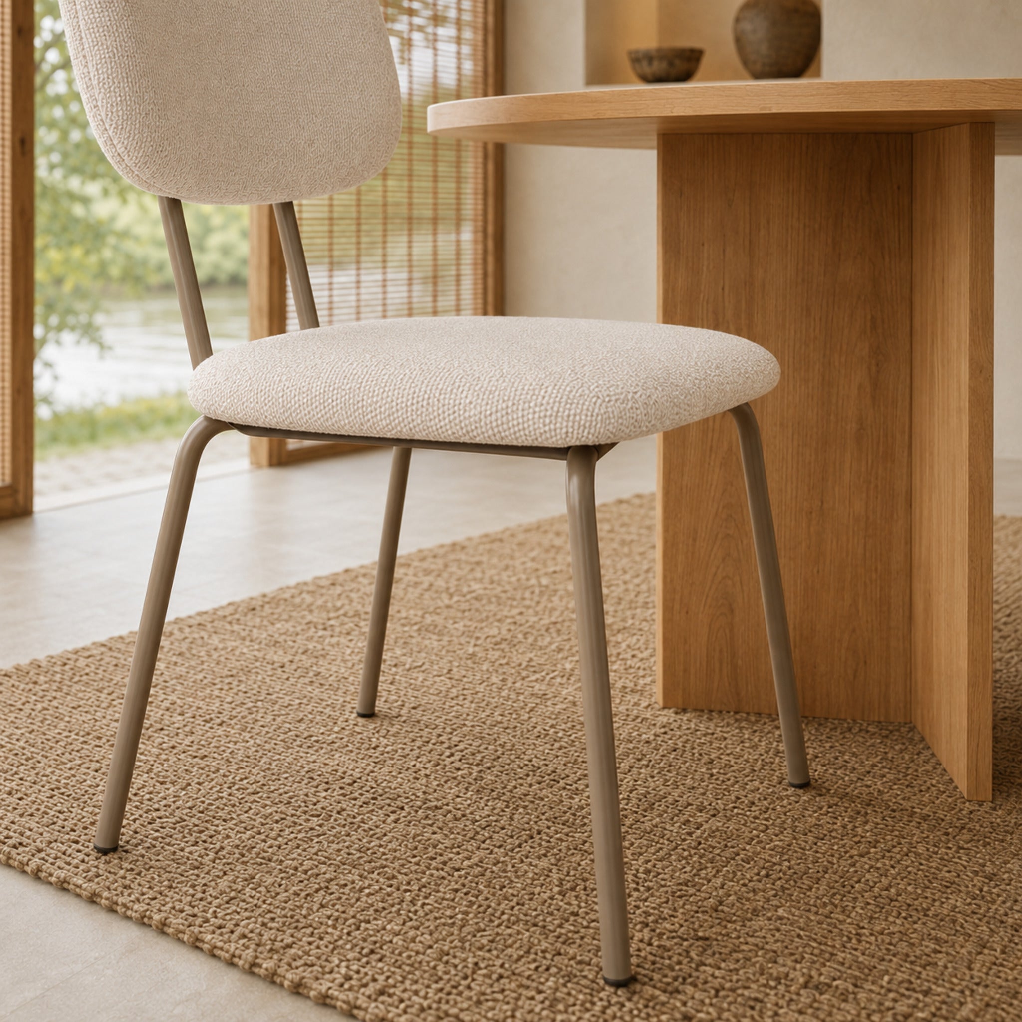 Silla Denver Chenille Beige Base Capuccino