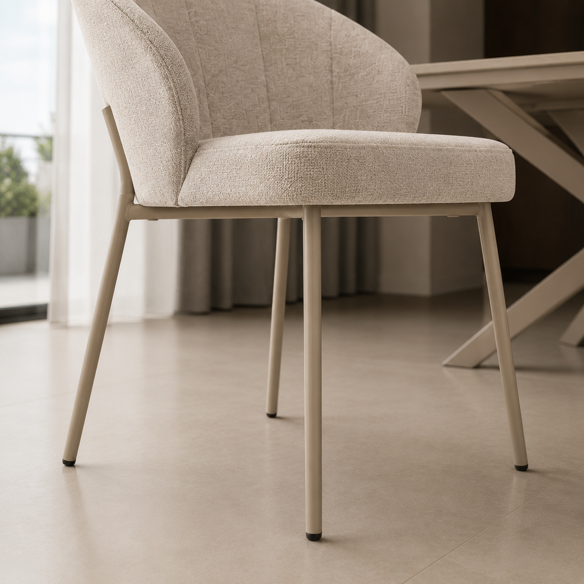 Silla Dublin Chenille Taupe Base Capuccino