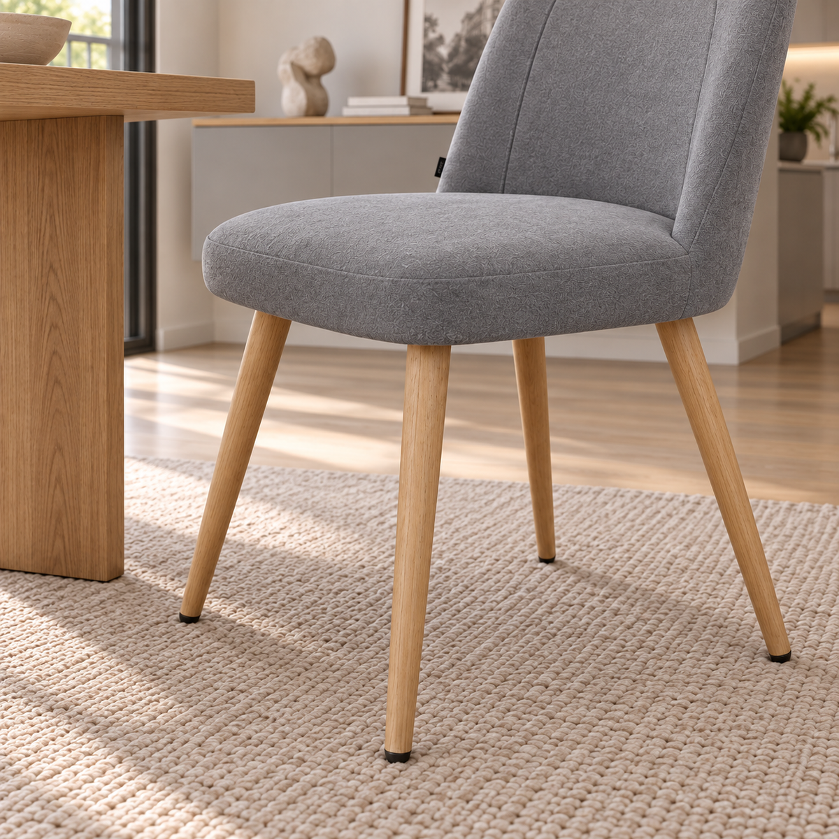 Silla Lara Gris Oscuro Base Natural