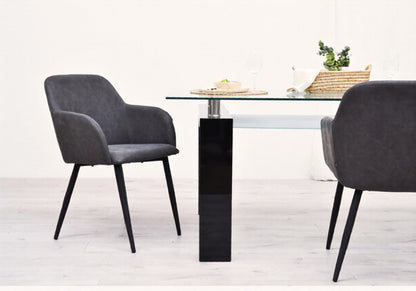 Mesa Lume Vidrio Base Negra