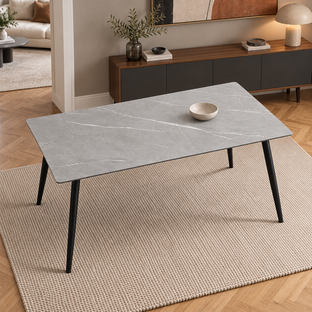 Mesa Aira Marquina Gris Mate Base Negra