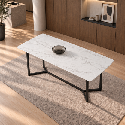 Mesa Luke Marmol Blanco Base Negra