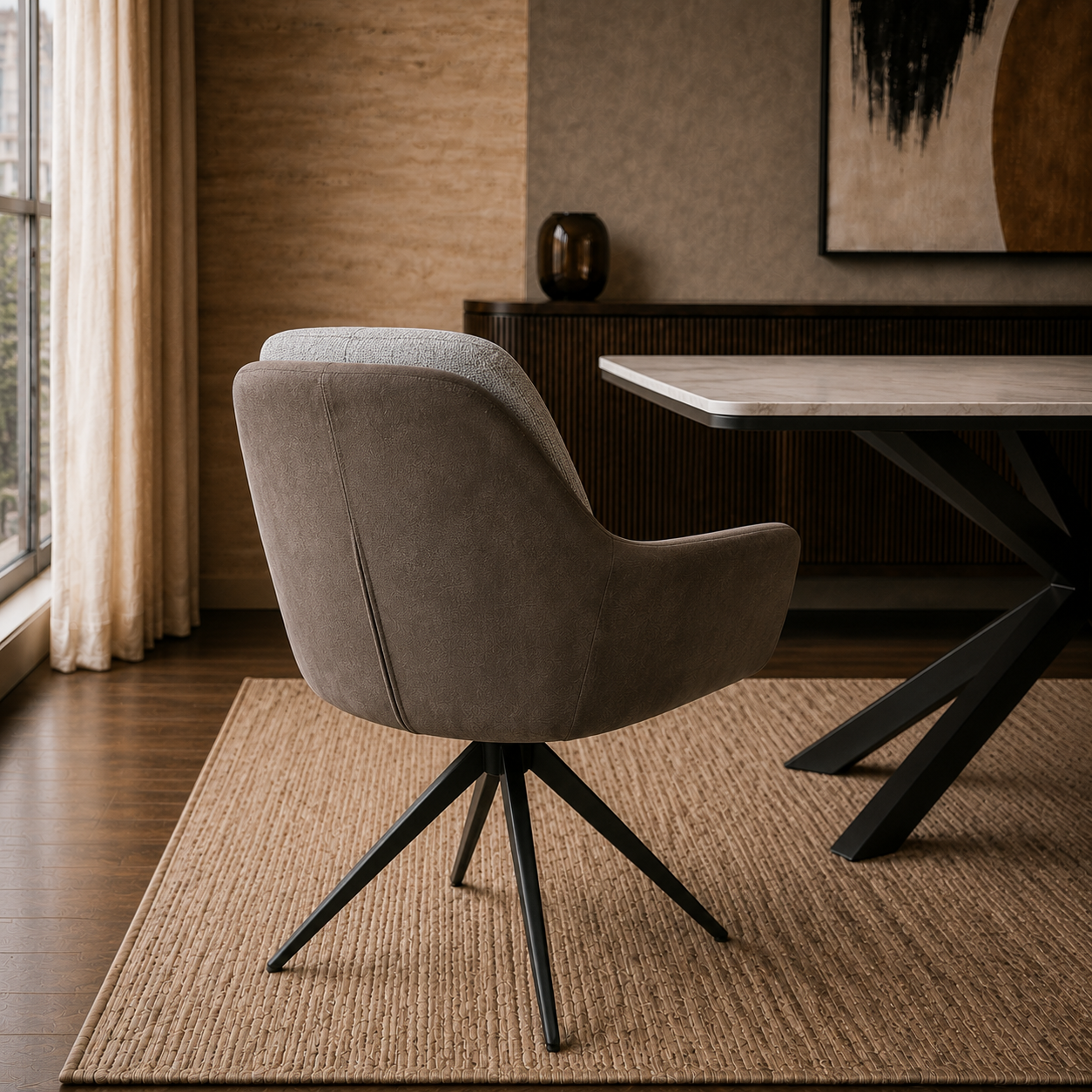 Silla Nature Gris Oscuro Base Negra