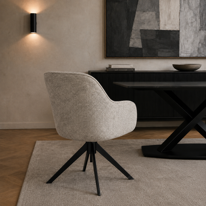 Sillón Abades Gris Claro Base Negra