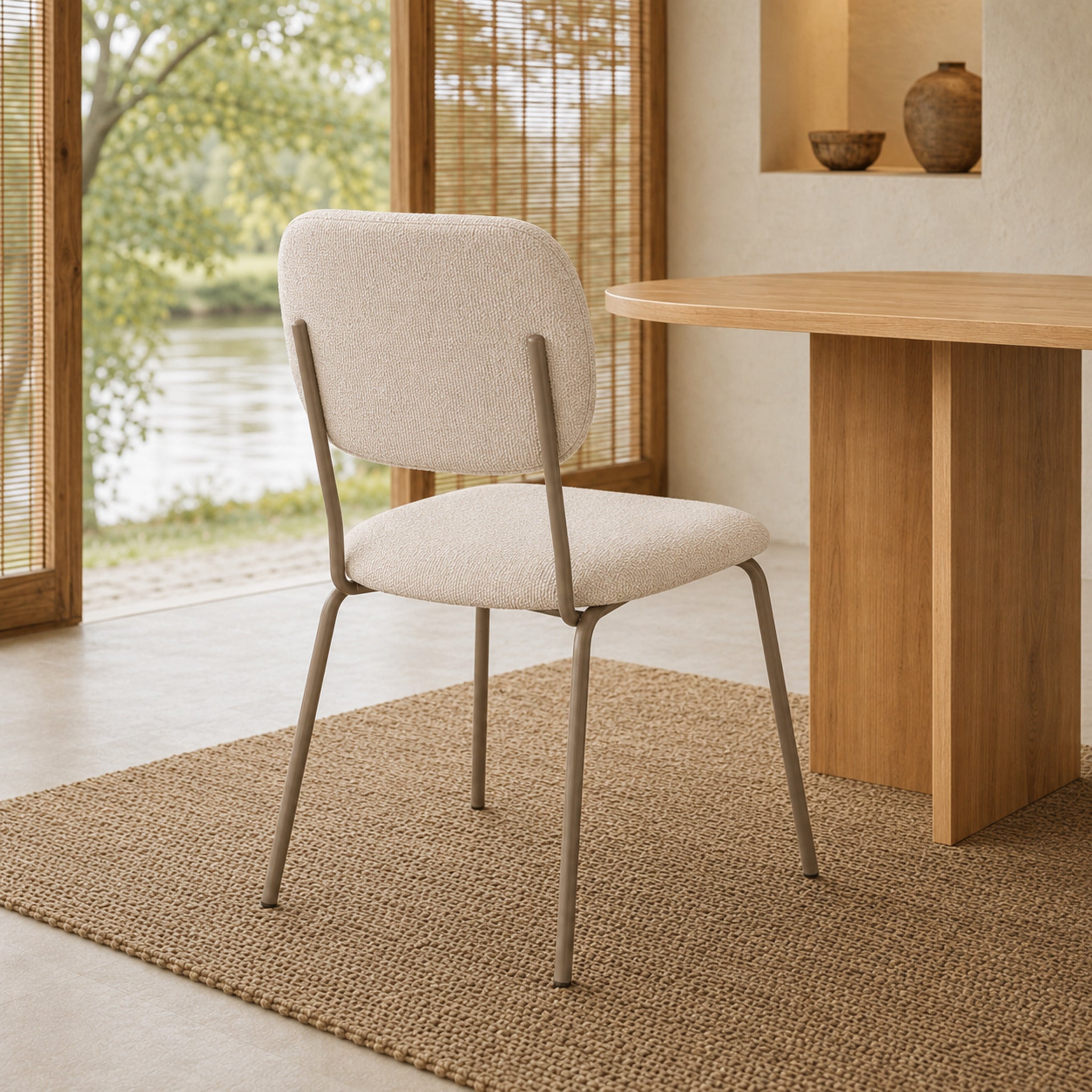 Silla Denver Chenille Beige Base Capuccino