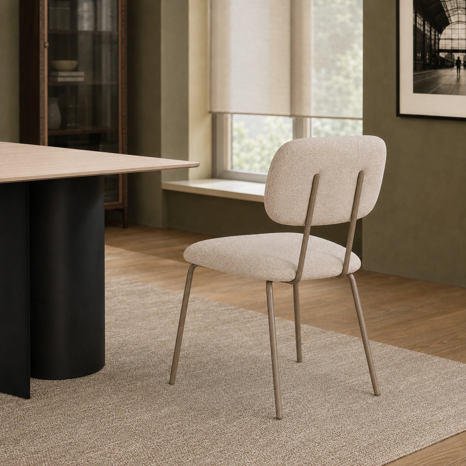 Silla Denver Chenille Taupe Base Capuccino