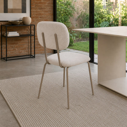 Silla Denver Chenille Gris Claro Base Capuccino