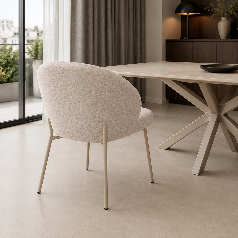 Silla Dublin Chenille Taupe Base Capuccino