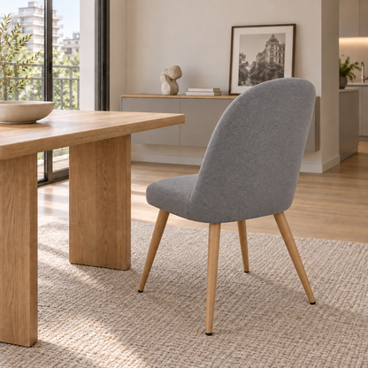 Silla Lara Gris Oscuro Base Natural