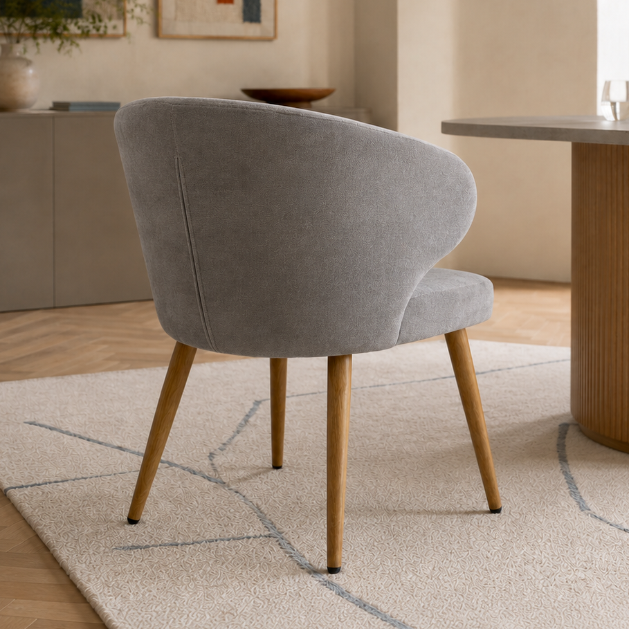 Vista 5 de Silla Vita Gris Oscuro Base Natural, tapizado, chenille, gris, natural – Zagliari