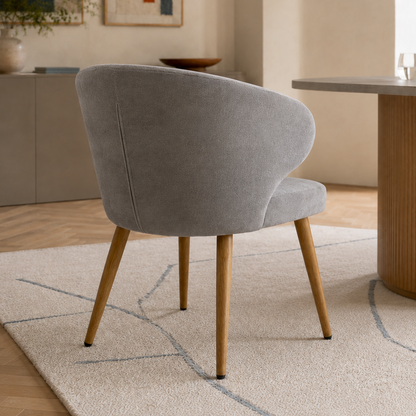 Vista 5 de Silla Vita Gris Oscuro Base Natural, tapizado, chenille, gris, natural – Zagliari