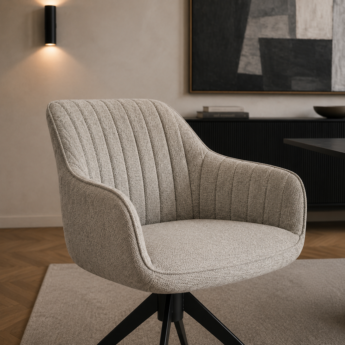 Sillón Abades Gris Claro Base Negra