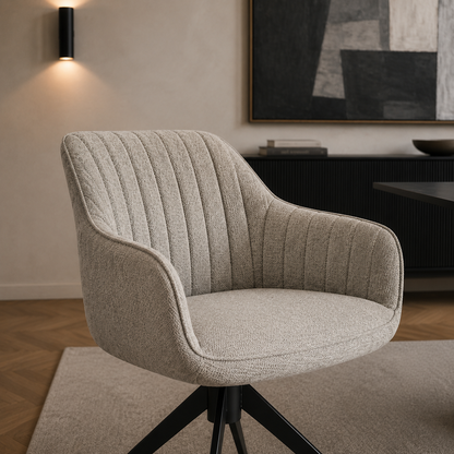 Sillón Abades Gris Claro Base Negra