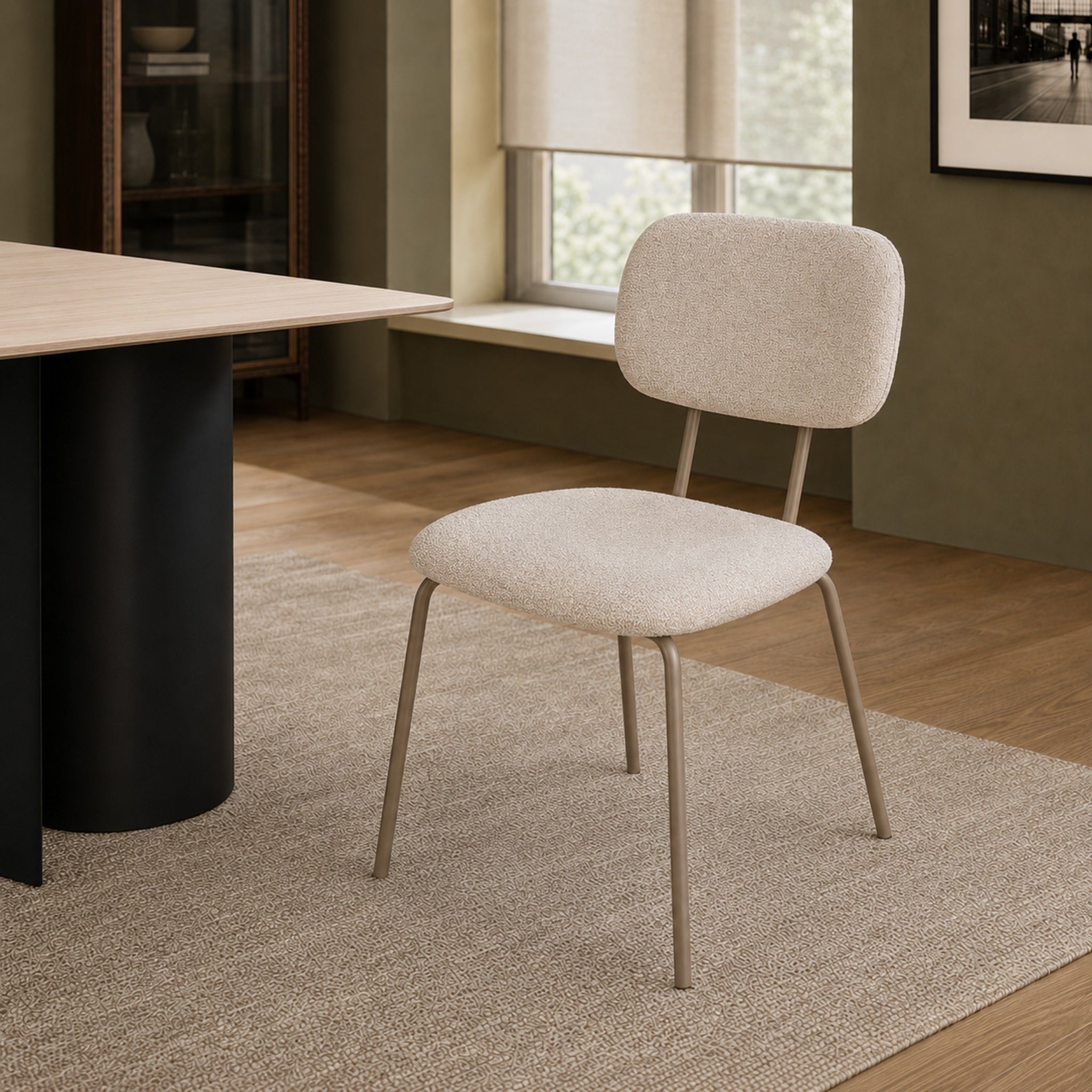 Silla Denver Chenille Taupe Base Capuccino