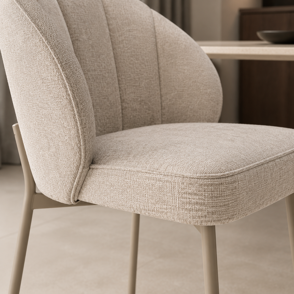 Silla Dublin Chenille Taupe Base Capuccino