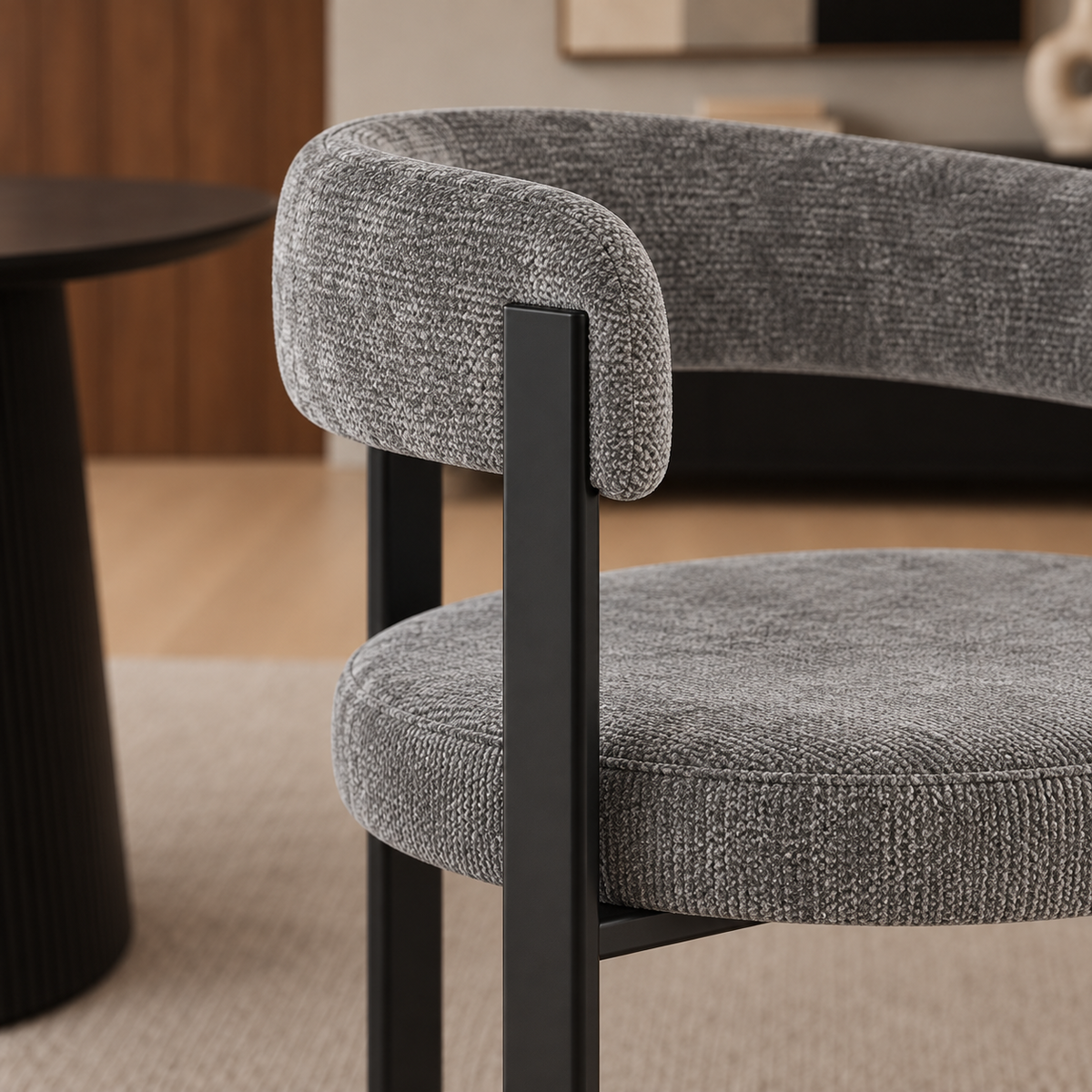 Silla Jeanne Gris Oscuro Base Negra
