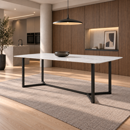 Mesa Luke Marmol Blanco Base Negra