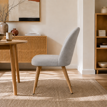 Silla Lara Gris Claro Base Natural