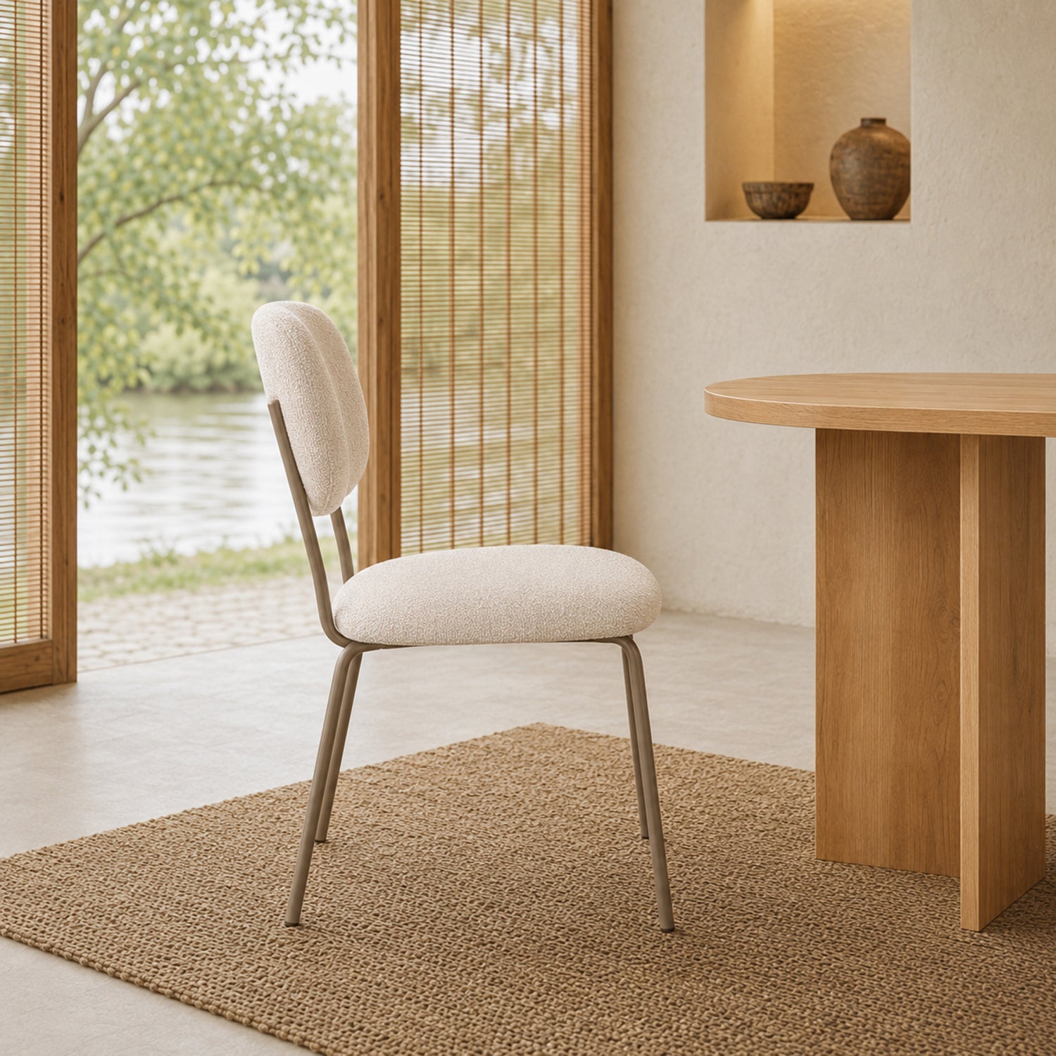 Silla Denver Chenille Beige Base Capuccino