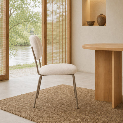 Silla Denver Chenille Beige Base Capuccino