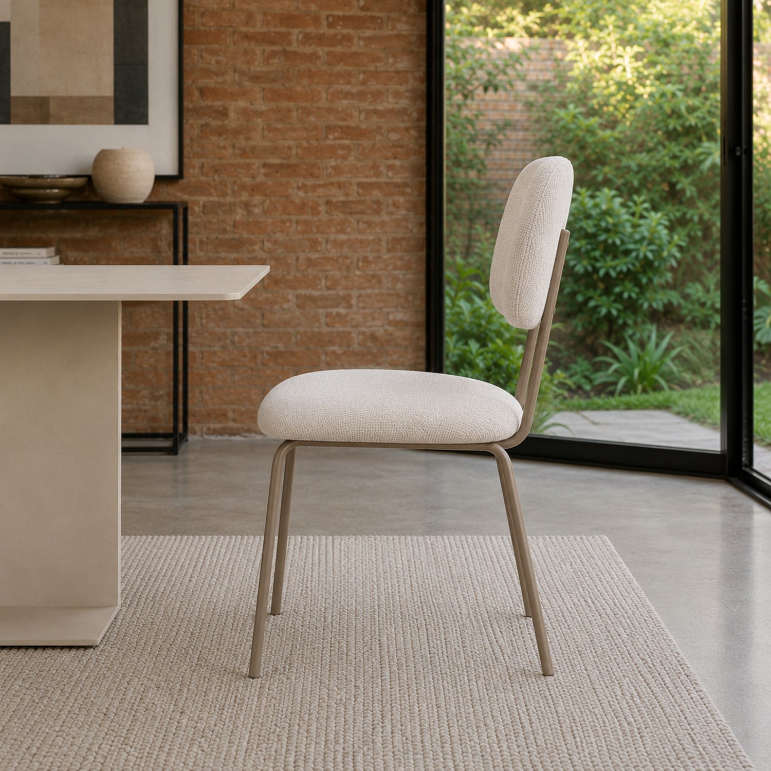 Silla Denver Chenille Gris Claro Base Capuccino