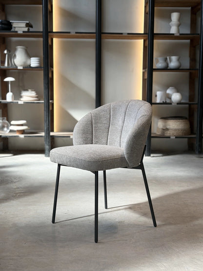 Silla Dublin Chenille Gris Oscuro Base Negra