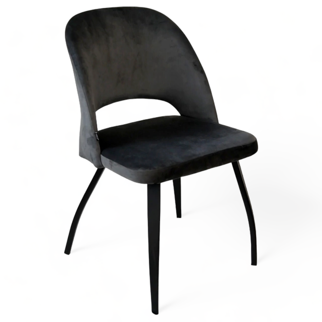 Silla Kendra Pana Gris Oscuro Base Negra