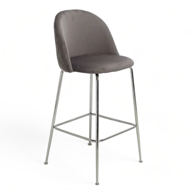 Banqueta Helia Pana Gris Oscuro Base Cromo