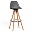Banqueta Elba Negra B/ Madera Aro Cromo