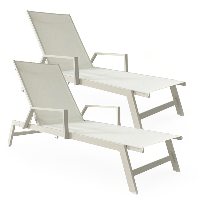 Reposera Delta x2 c/Apoyabrazos White