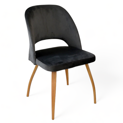 Silla Kendra Pana Gris Oscuro Base Natural