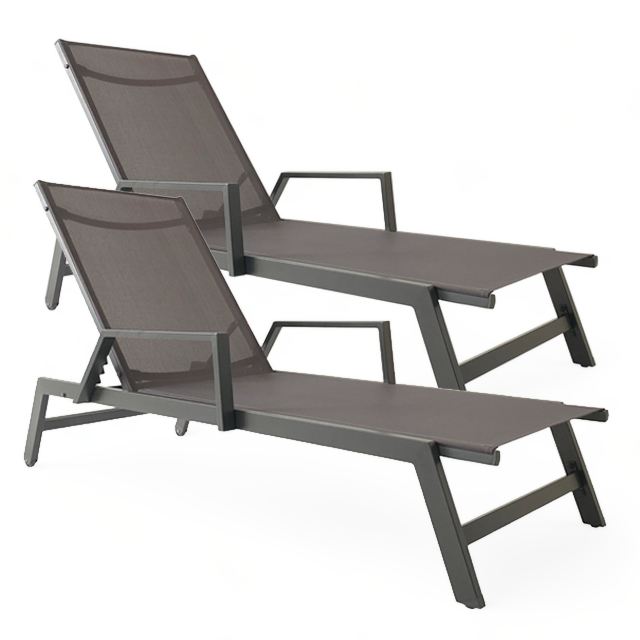 Reposera Delta c/Apoyabrazos x2 Dark Grey