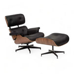 Sillón Lyra con Ottomano Walnut & Black +  Ottomano