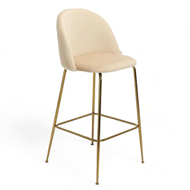 Banqueta Helia Pana Beige Base Dorada