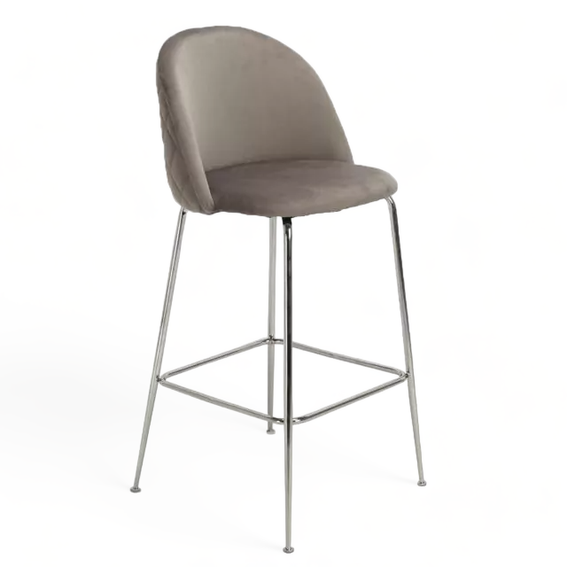 Banqueta Helia Pana Gris Claro Base Cromo